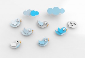 Cute twitter birds following each other.